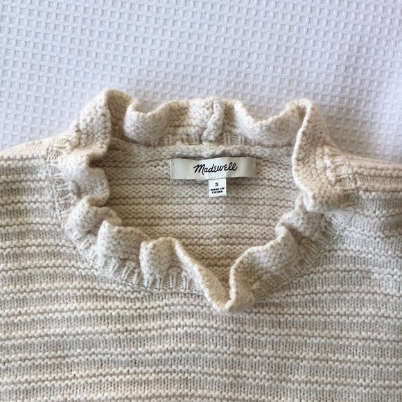 Madewell Fitted Frilly Lettuce Hem Sweater, Size S - Picture 5 of 16